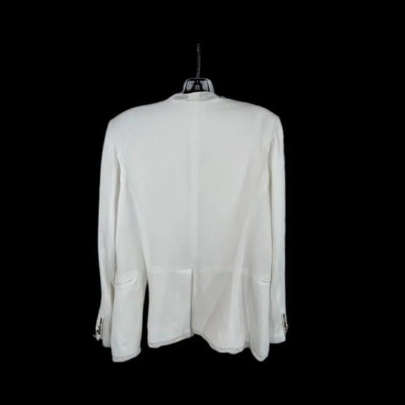 Helmut Lang | The 'Relic'  Crepe Jacket w/ Silk Chiffon Trim in Ivory - 6 - Picture 7 of 11